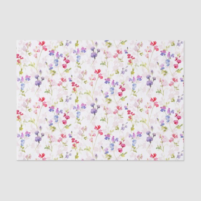 Watercolour Sweet Peas pretty floral  Tissue Paper (Front)
