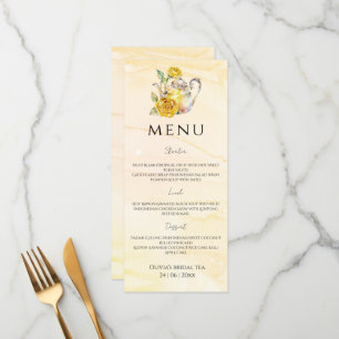Watercolour tea party bridal shower menu