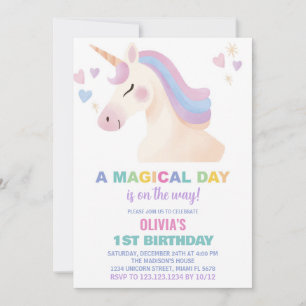 Watercolour Unicorn Birthday Invitations