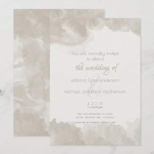 Watercolour Wash in Mushroom by  theBarefootBride™ Invitation