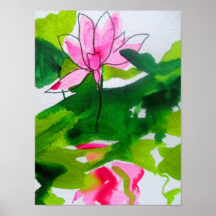 Watercolour waterlily abstract original fine art poster