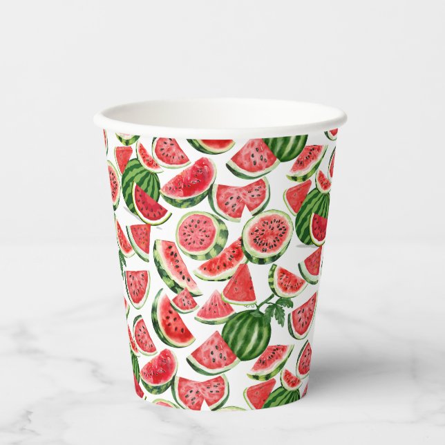 Watercolour Watermelon Paper Cups – Summer Party (Front)