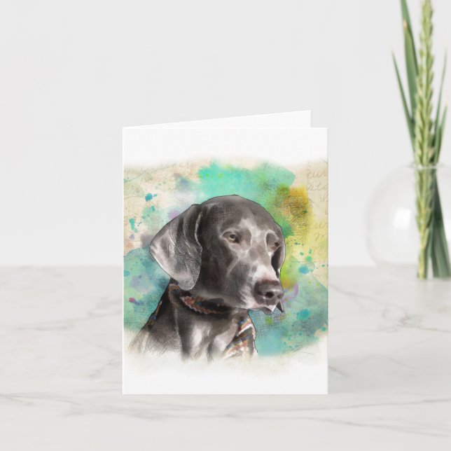 WATERCOLOUR WEIMARANER NOTE CARD WITH ENVELOPE (Front)