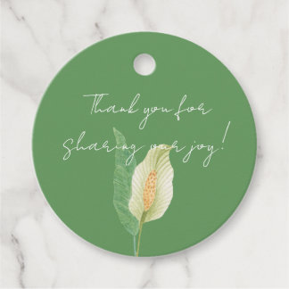 Watercolour white peace lily - mimimalist wedding favour tags