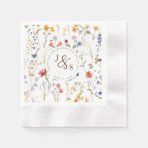 Watercolour wild flower Boho style engagement Napkin