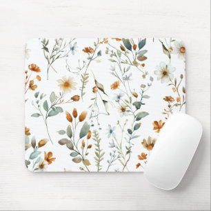  Watercolour wild flower Boho style Mouse Pad