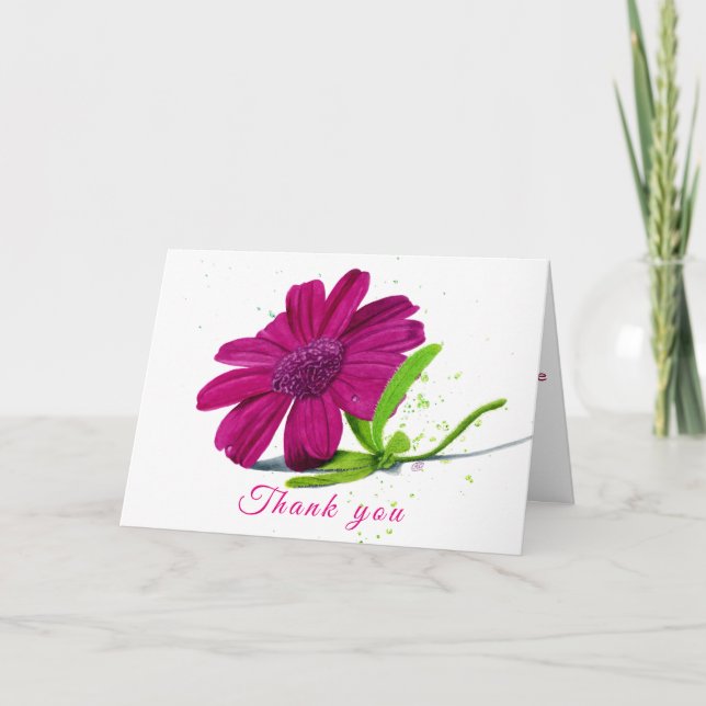Watercolour Wild Tunisian Flower Thank You Card (Front)