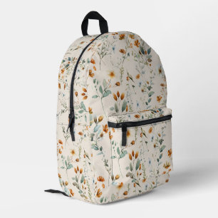  Watercolour wildflower boho Printed Backpack