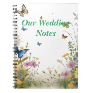 Watercolour Wildflower Butterfly, Wedding Planner Notebook