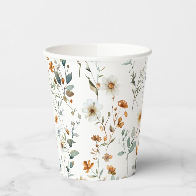  Watercolour wildflower elegant Paper Cups (Left)