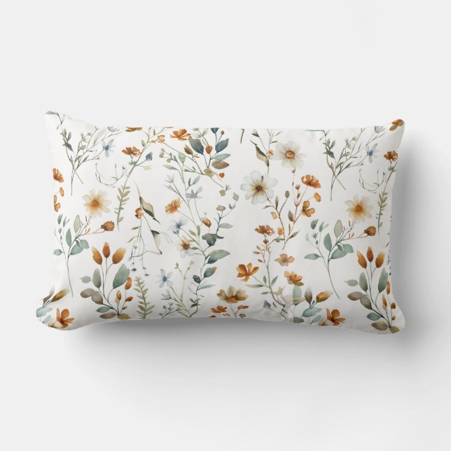  Watercolour wildflower  Lumbar Pillow (Front)