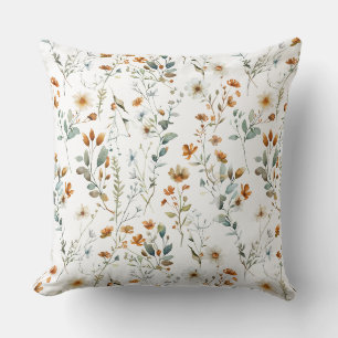 Watercolour wildflower Throw Pillow