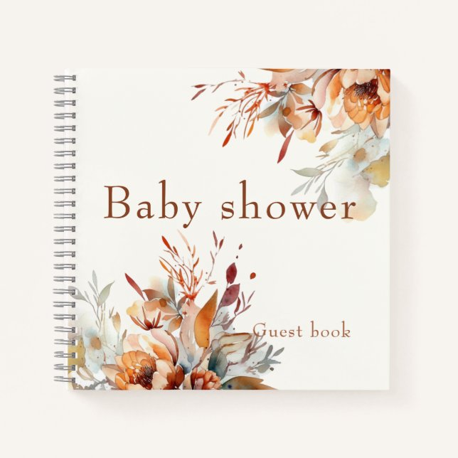 Watercolour wildflowers Baby shower massage book (Front)