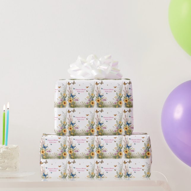 Watercolour Wildflowers Grasses And Butterflies, Wrapping Paper (Party Gifts)