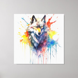 Watercolour Wolf's Melody Canvas Print