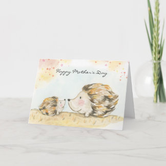 watercolour woodland hedgehog mothers day card