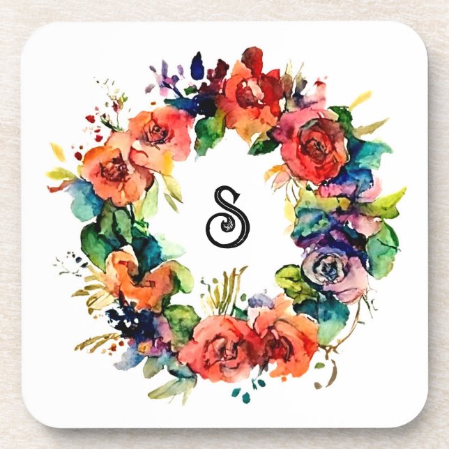 Watercolour Wreath  Coaster (Front)