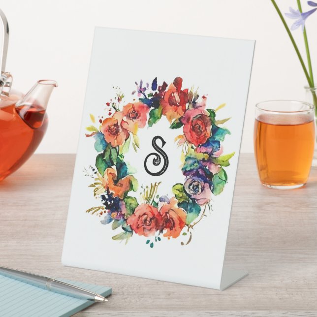 Watercolour Wreath  Pedestal Sign (In SItu)