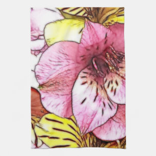 Watercolours and Pastels Pink Hibiscus Art Kitchen Towel