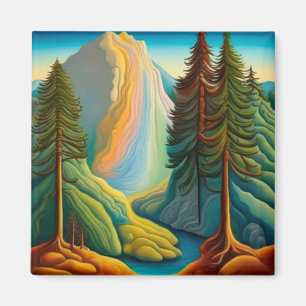 Waterfall among Pine Trees Magnet