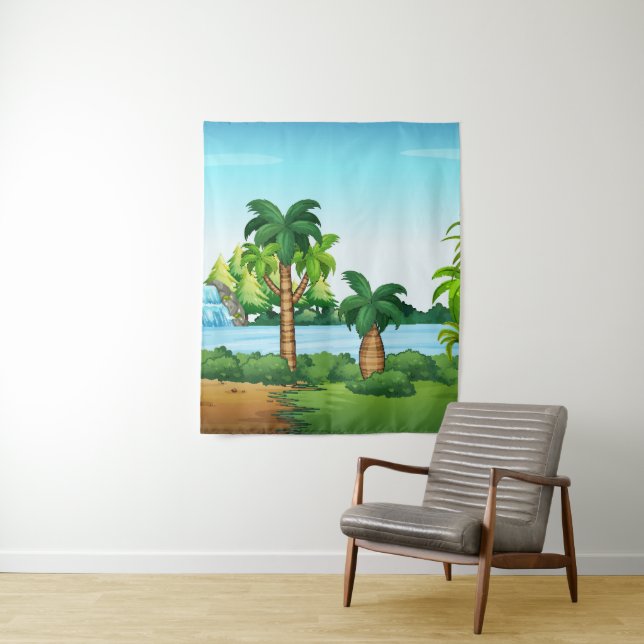 Waterfall and cave scenery tapestry (In Situ)