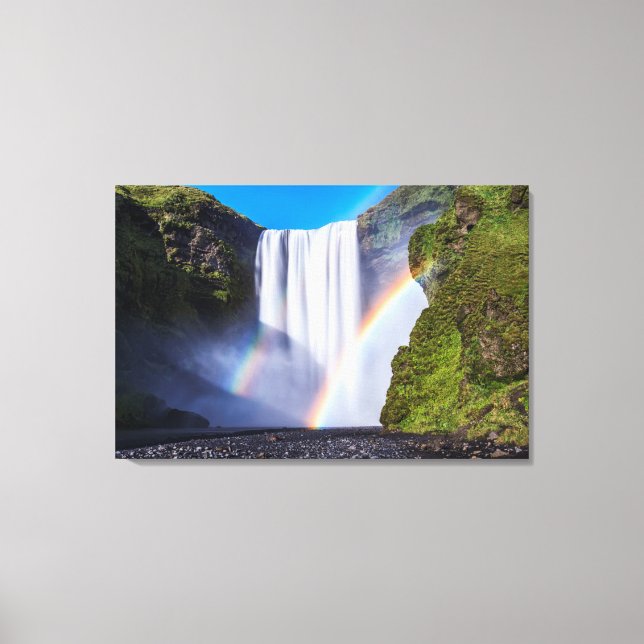 Waterfall and rainbow canvas print (Front)