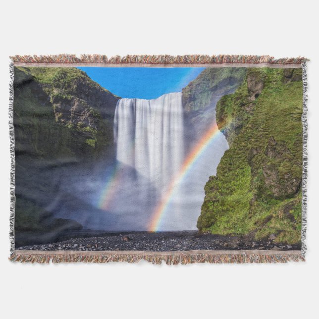 Waterfall and rainbow throw blanket (Front)