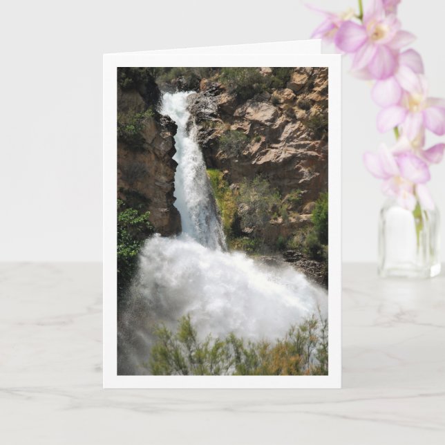 Waterfall at Domeño Viejo, Valencia, Spain Card (Orchid)