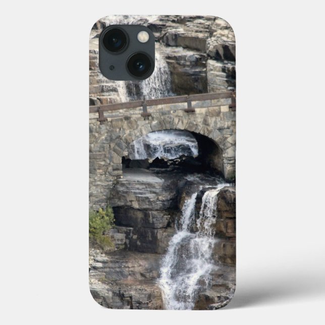 Waterfall at Glacier National Park IPhone Cases (Back)