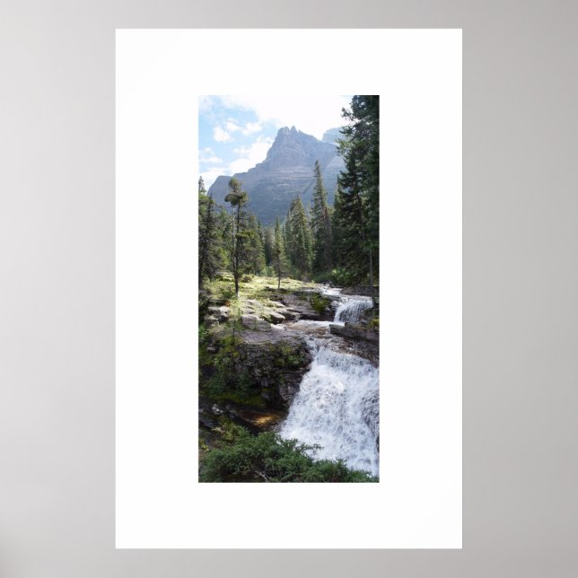 Waterfall at Glacier National Park Poster (Front)
