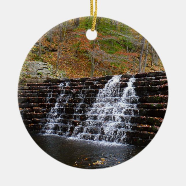Waterfall at Laurel Hill State Park I Ceramic Ornament (Front)