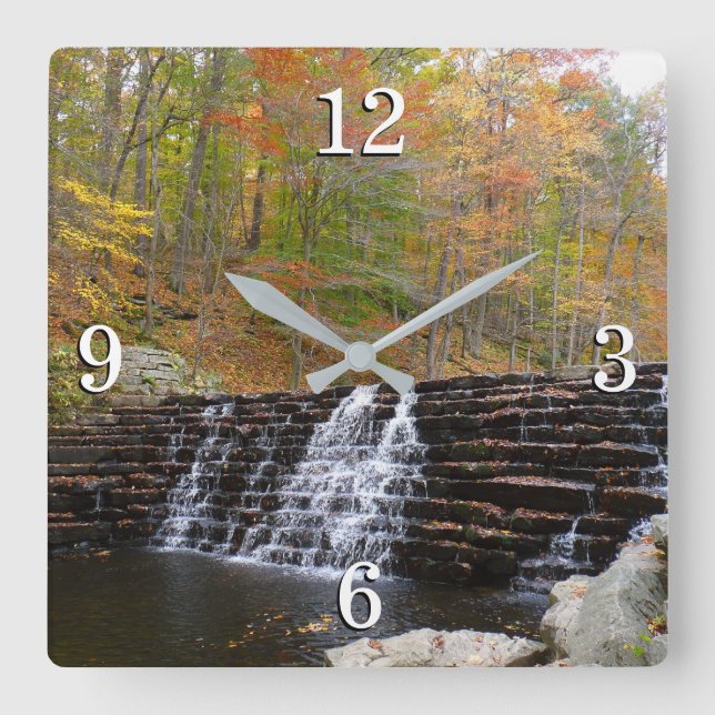 Waterfall at Laurel Hill State Park I Square Wall Clock (Front)