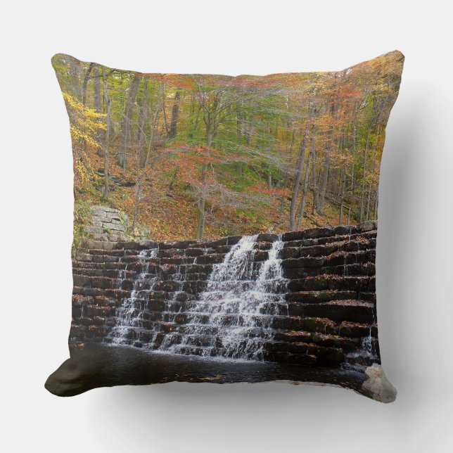 Waterfall at Laurel Hill State Park I Throw Pillow (Front)