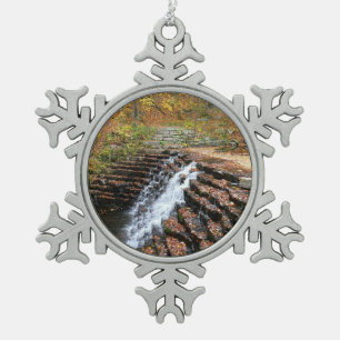 Waterfall at Laurel Hill State Park II Snowflake Pewter Christmas Ornament