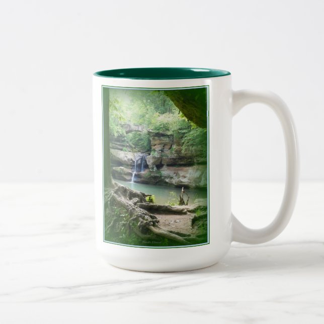 Waterfall at Old Man's Cave Two-Tone Coffee Mug (Right)