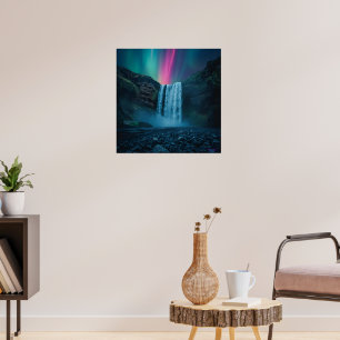 Waterfall Aurora Art Print – Majestic Evening View