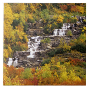 Waterfall below Mt Cannon in Glacier National Tile