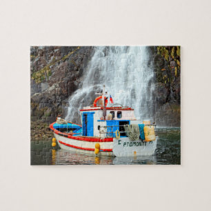 Waterfall & boat jigsaw puzzle
