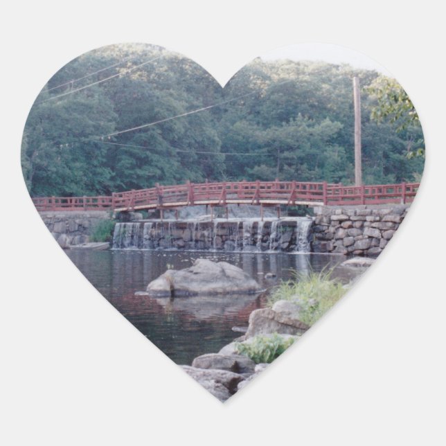 Waterfall Bridge Heart Sticker (Front)