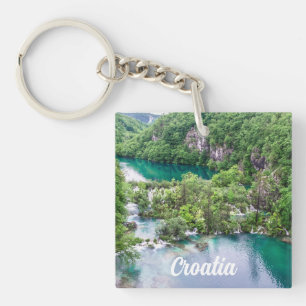 Waterfall cascade in Plitvice Lakes Park, Croatia Keychain