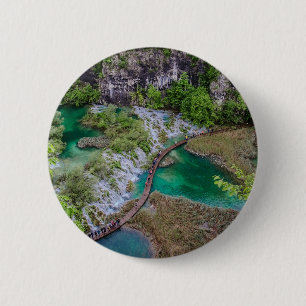 Waterfall cascade of Plitvice lakes park 2 Inch Round Button