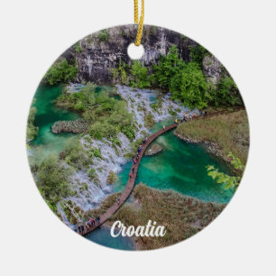 Waterfall cascade of Plitvice lakes park Ceramic Ornament