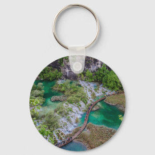 Waterfall cascade of Plitvice lakes park Keychain