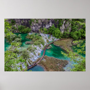Waterfall cascade of Plitvice lakes park Poster