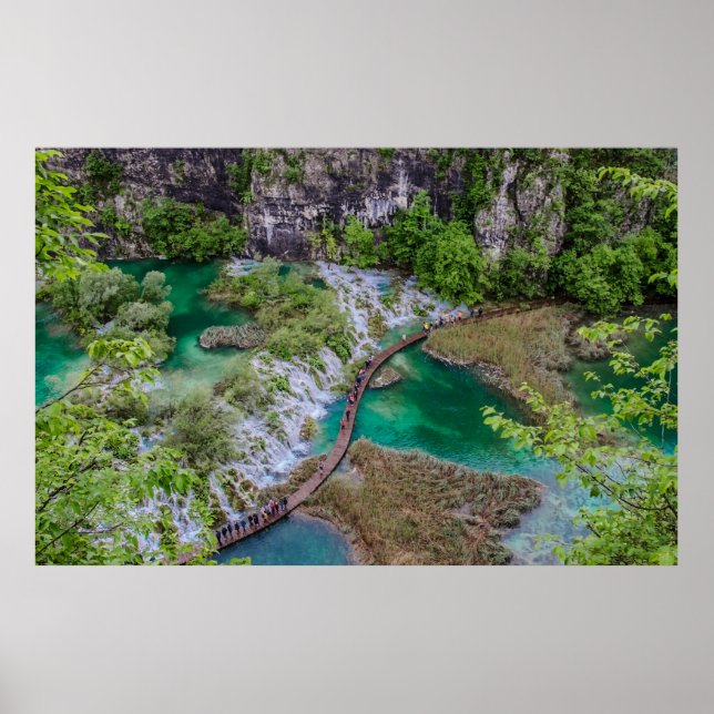 Waterfall cascade of Plitvice lakes park Poster (Front)
