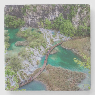 Waterfall cascade of Plitvice lakes park Stone Coaster