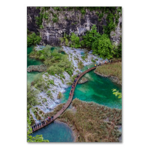 Waterfall cascade of Plitvice lakes park Table Number