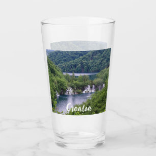 Waterfall cascade with green forest in Croatia Glass