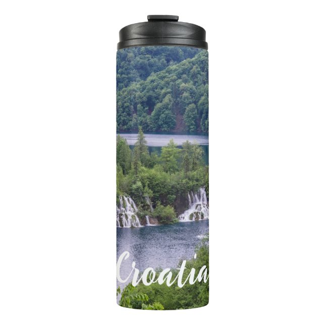 Waterfall cascade with green forest in Croatia Thermal Tumbler (Front)