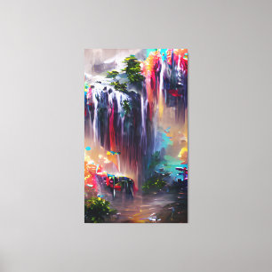 Waterfall - Colourful Abstract Painting Canvas Print